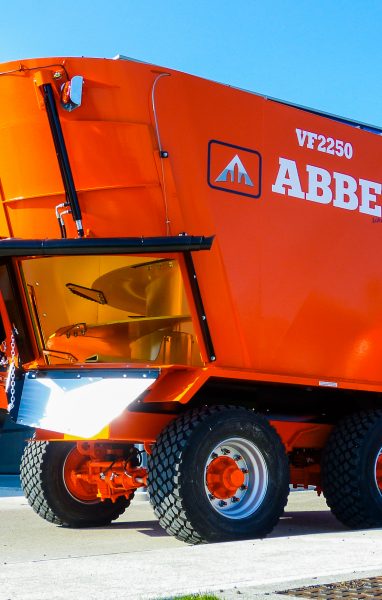 Abbey VF2250 twin auger mixer wagon feeding cattle in NZ